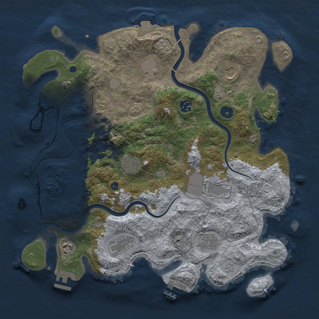 Rust Map: Procedural Map, Size: 3850, Seed: 6968767, 16 Monuments
