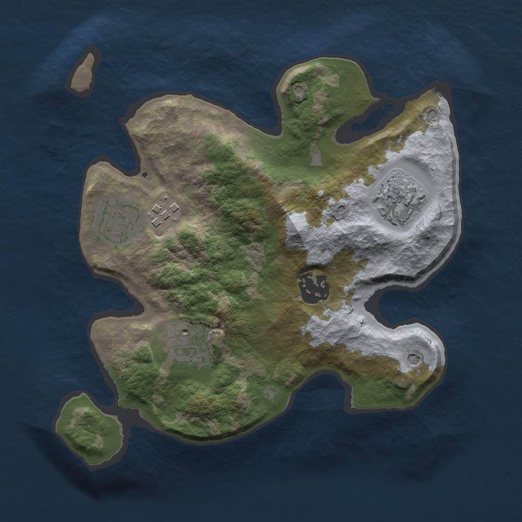 Rust Map: Barren, Size: 2500, Seed: 25, 8 Monuments