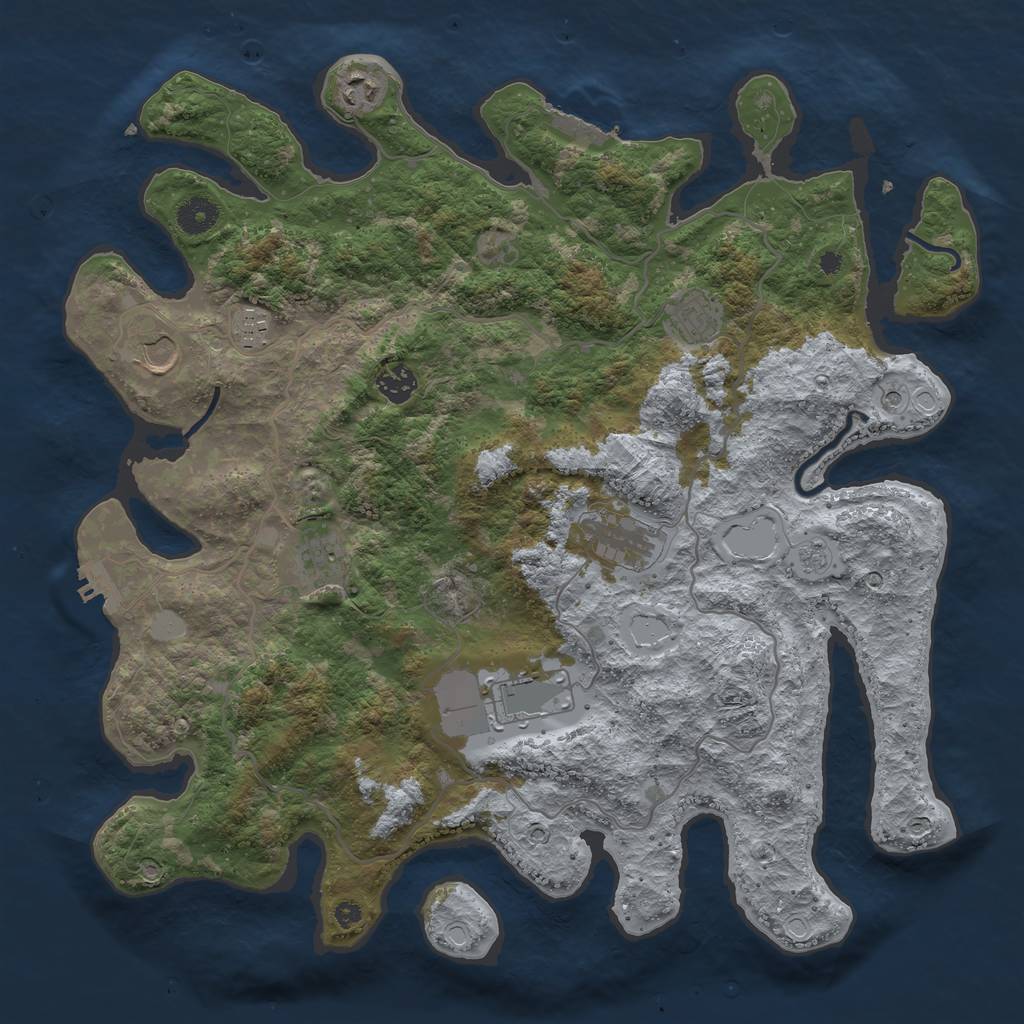 Rust Map: Procedural Map, Size: 4000, Seed: 1835187862, 17 Monuments