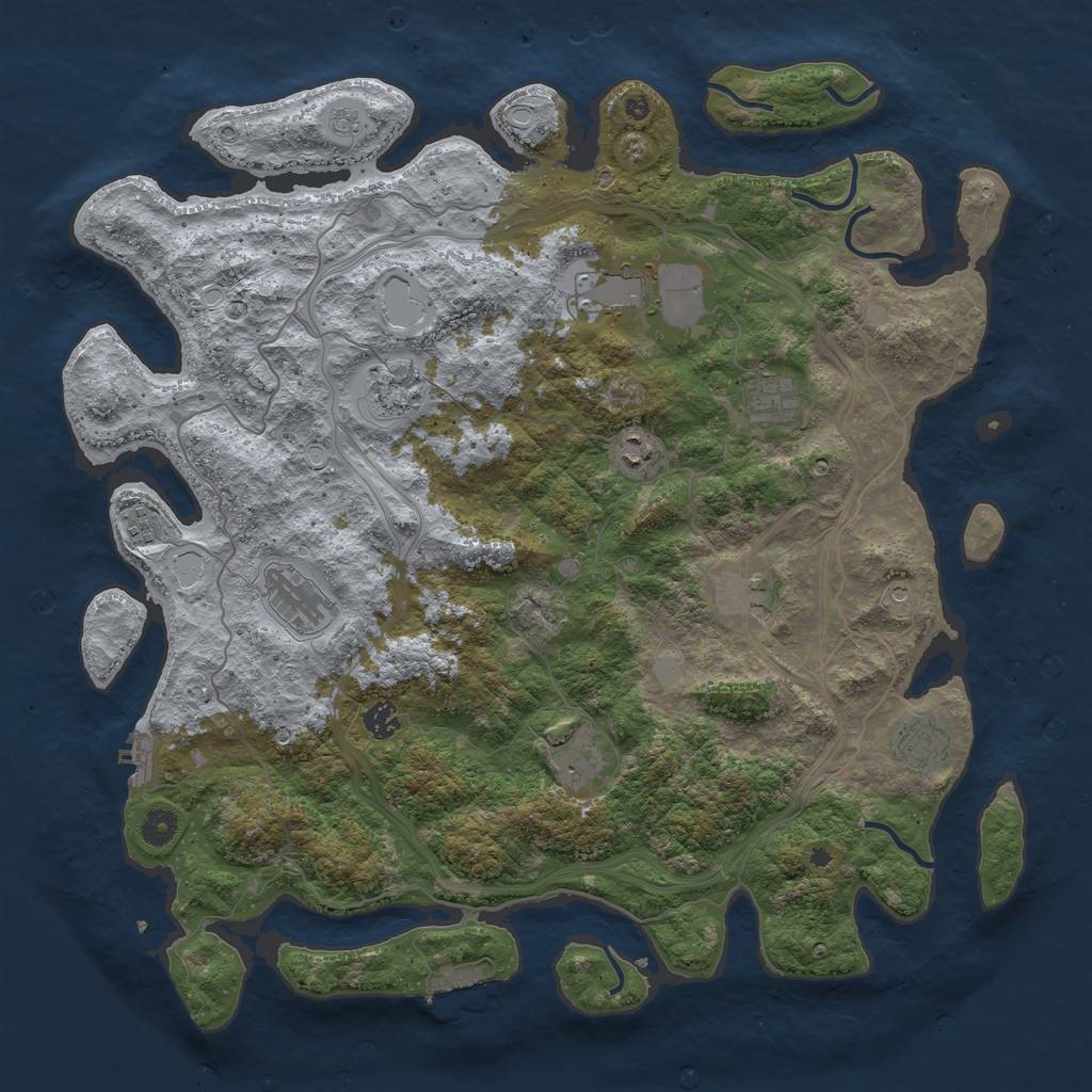 Rust Map: Procedural Map, Size: 4500, Seed: 1691395694, 17 Monuments