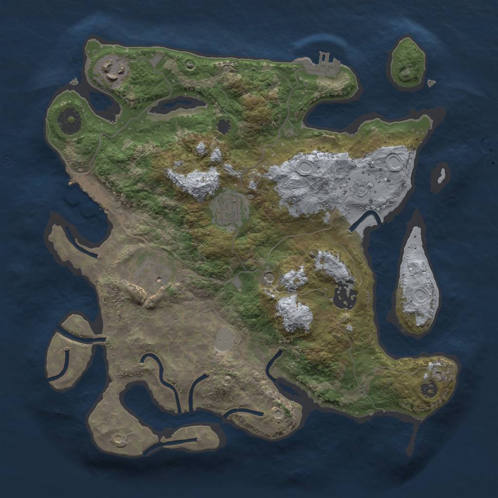 Rust Map: Procedural Map, Size: 3000, Seed: 2020885708, 11 Monuments