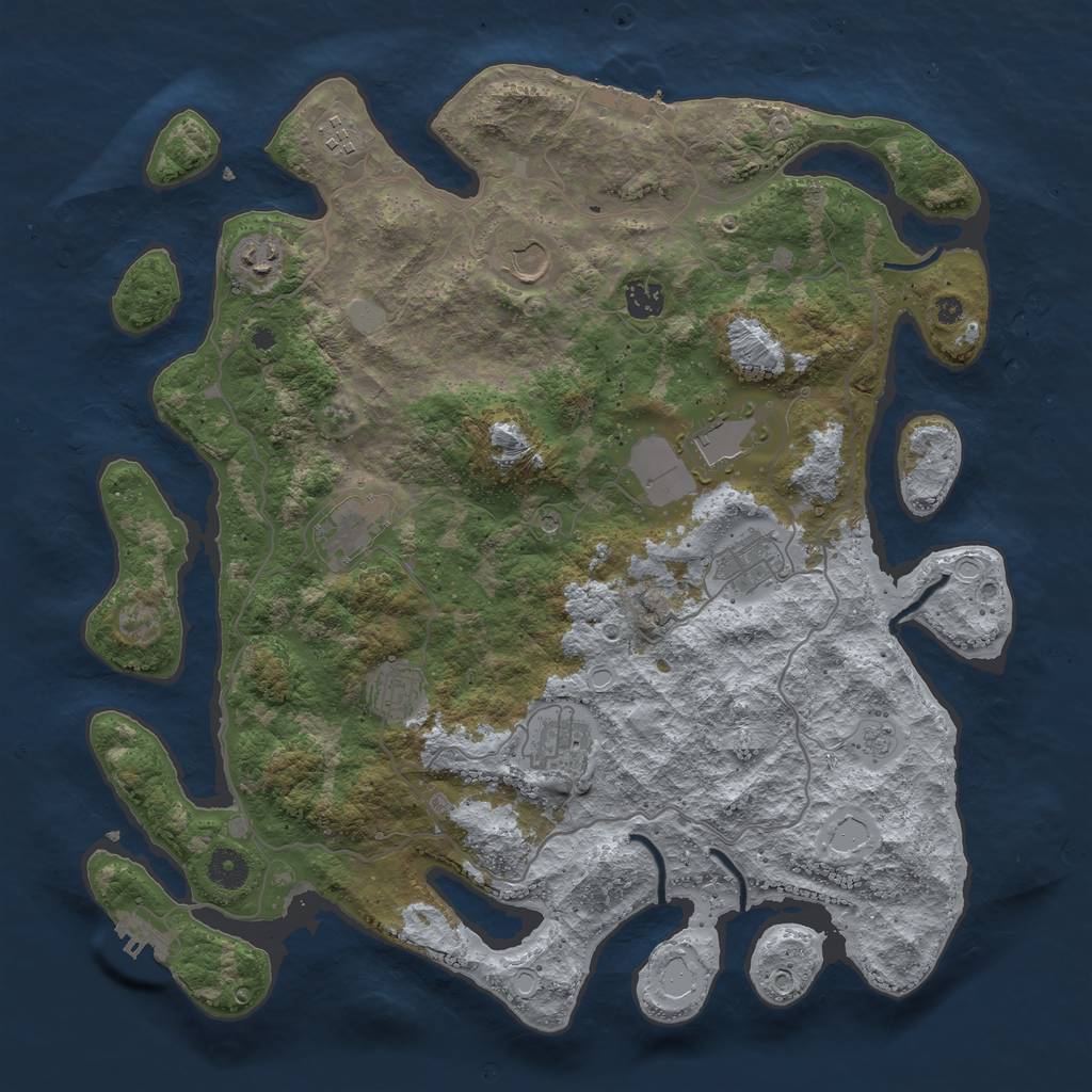 Rust Map: Procedural Map, Size: 4096, Seed: 2004544541, 18 Monuments