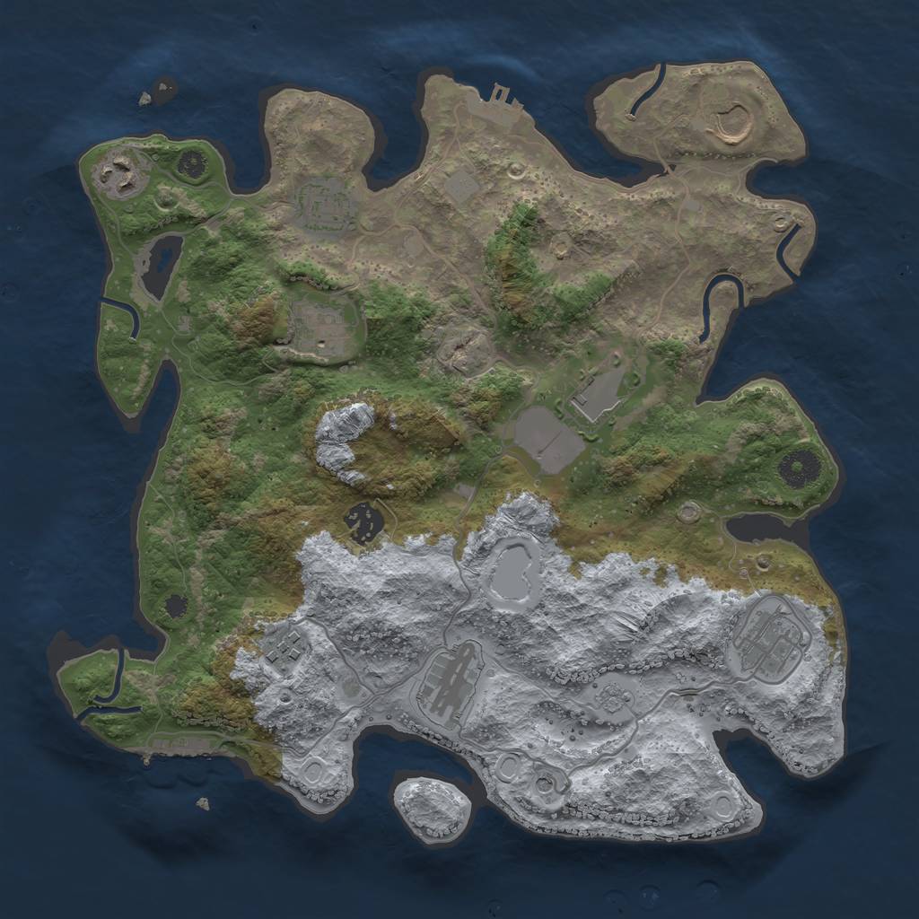 Rust Map: Procedural Map, Size: 3500, Seed: 1709254138, 18 Monuments