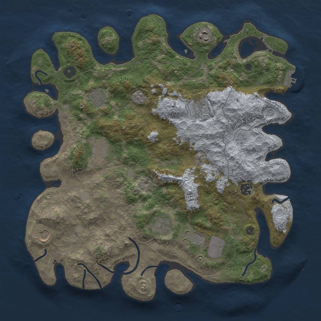 Rust Map: Procedural Map, Size: 4000, Seed: 555268000, 17 Monuments