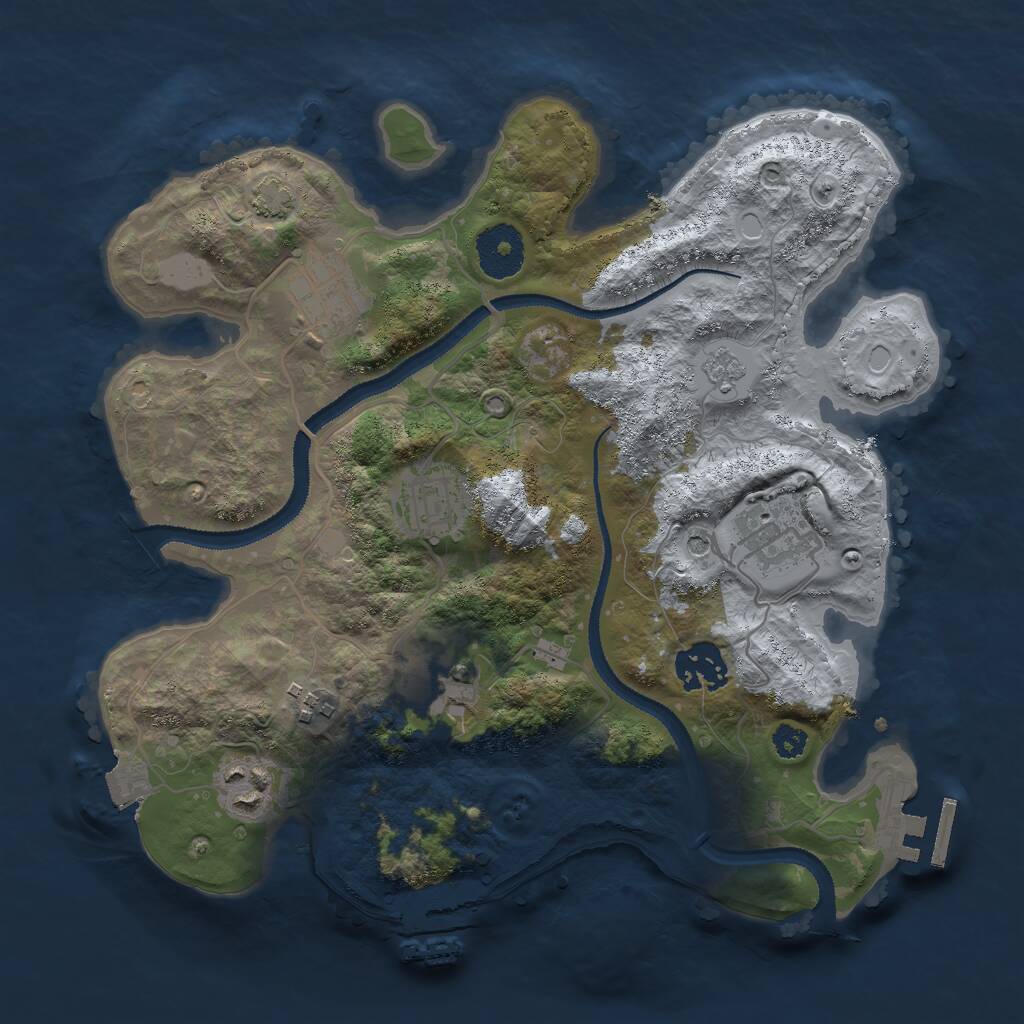 Rust Map: Procedural Map, Size: 3000, Seed: 443412460, 13 Monuments