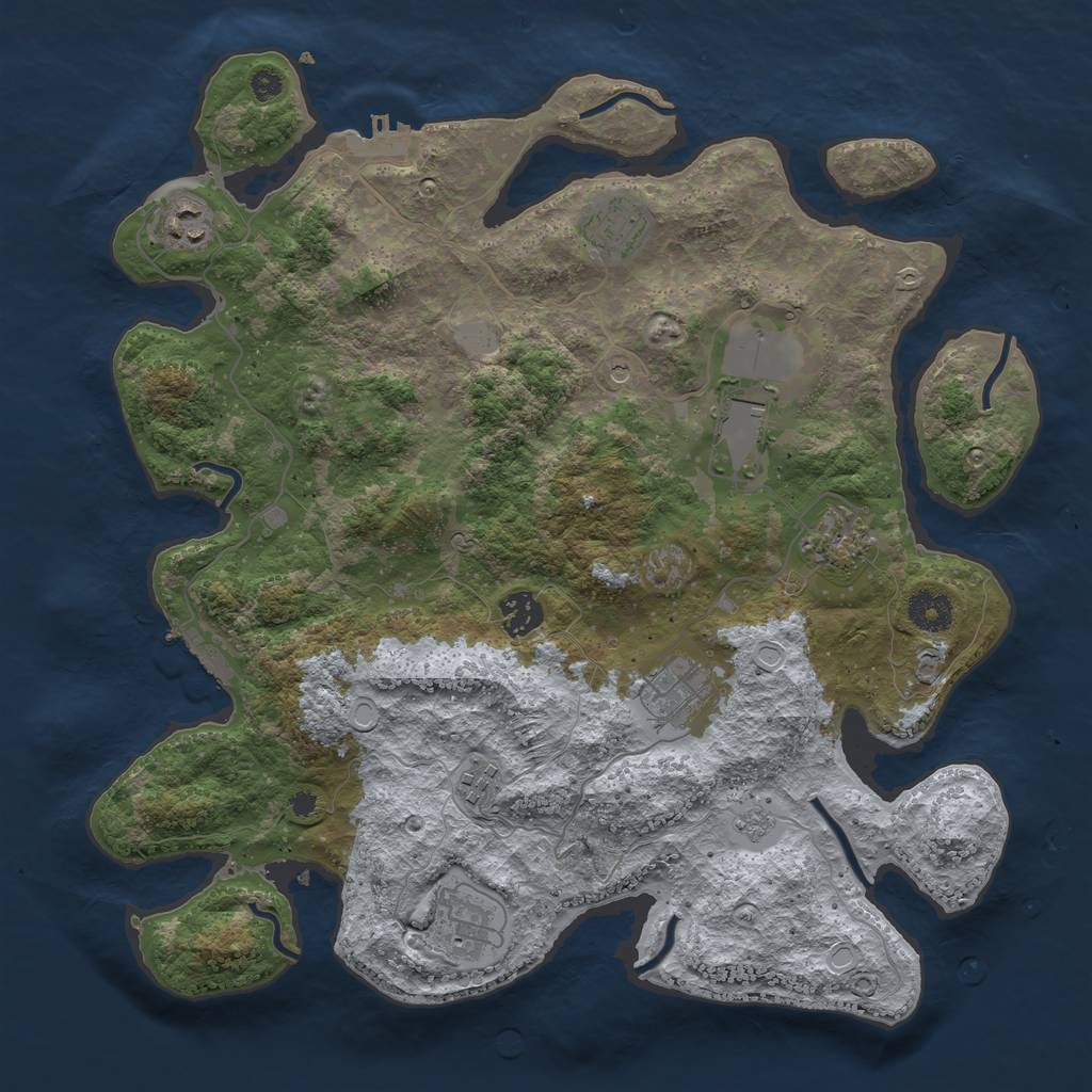 Rust Map: Procedural Map, Size: 3700, Seed: 595960880, 17 Monuments