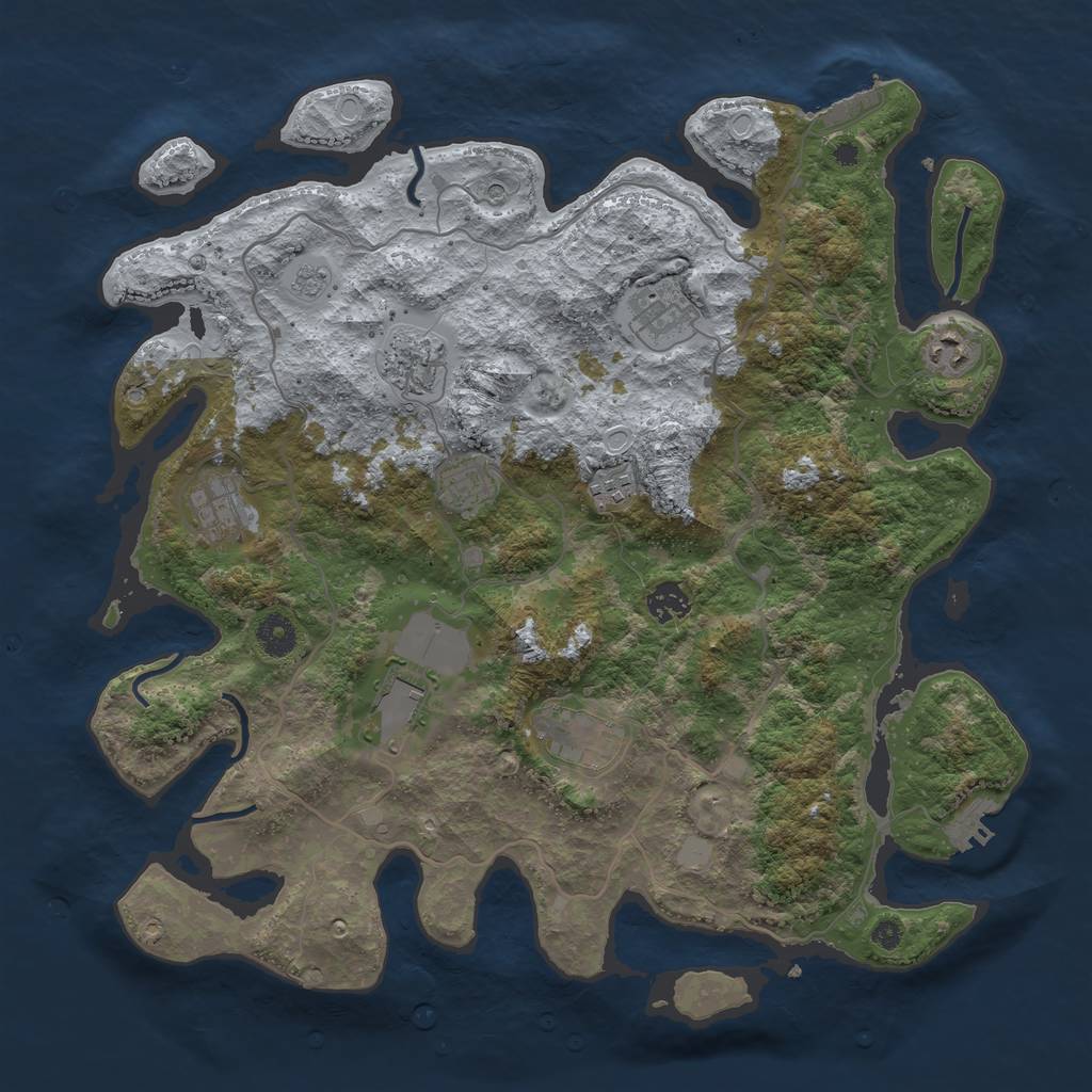 Rust Map: Procedural Map, Size: 4000, Seed: 386964, 18 Monuments