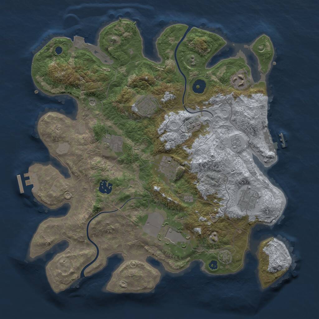 Rust Map: Procedural Map, Size: 3500, Seed: 223708684, 14 Monuments