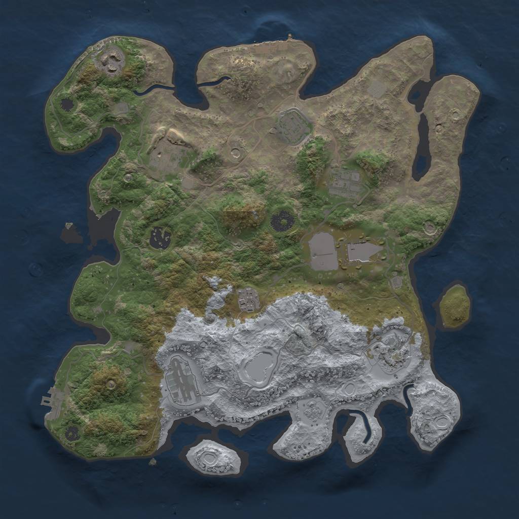 Rust Map: Procedural Map, Size: 3500, Seed: 1919754864, 18 Monuments