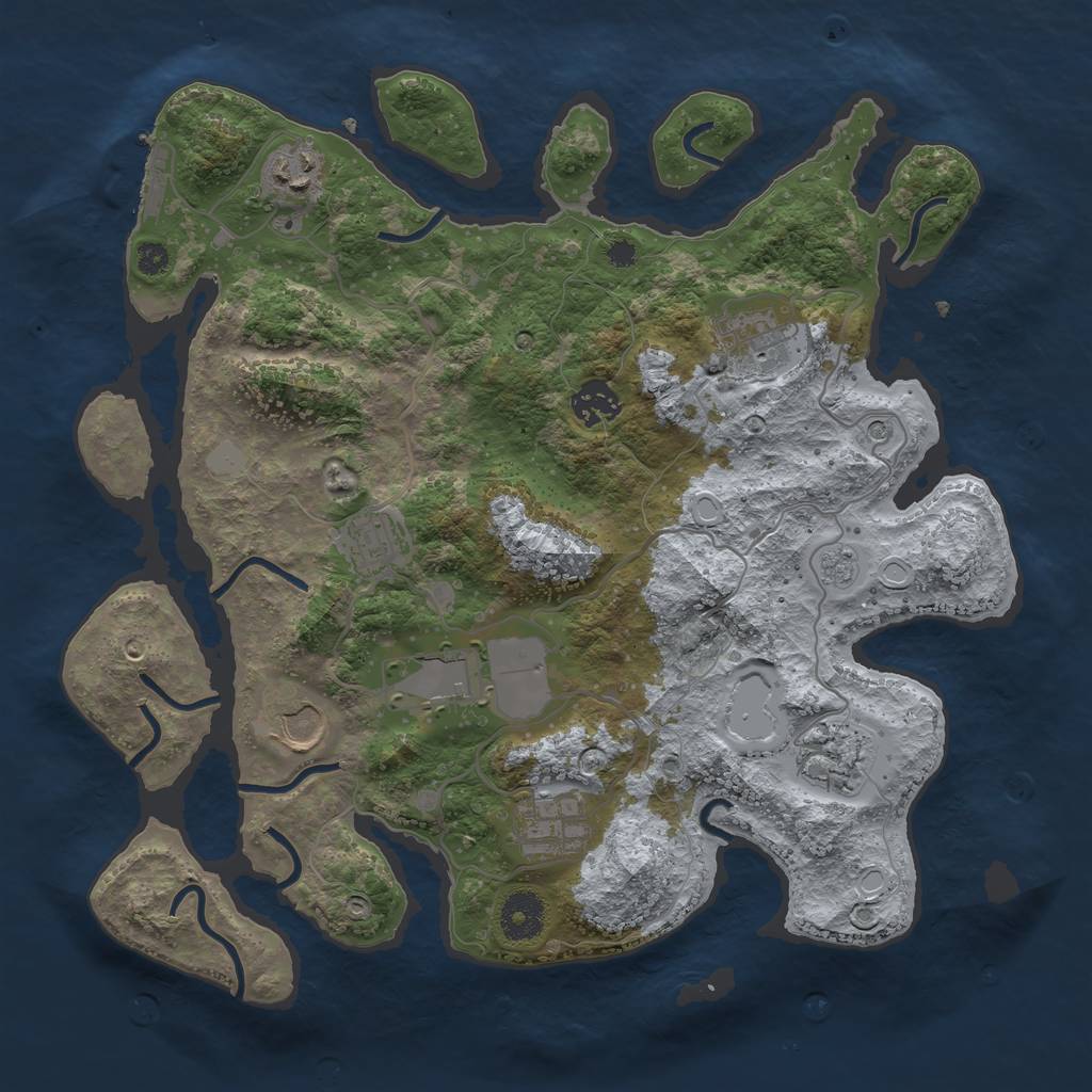 Rust Map: Procedural Map, Size: 3500, Seed: 17273, 16 Monuments