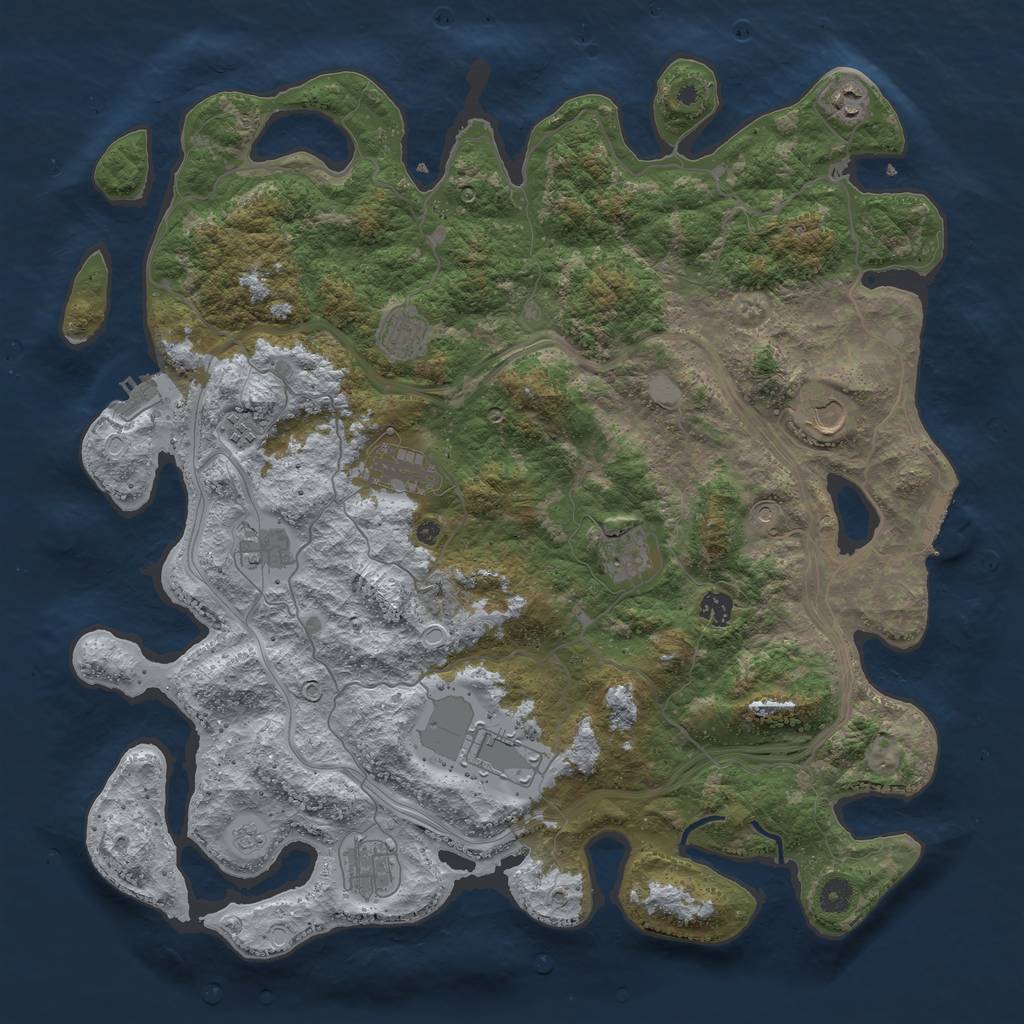 Rust Map: Procedural Map, Size: 4500, Seed: 23254456, 17 Monuments