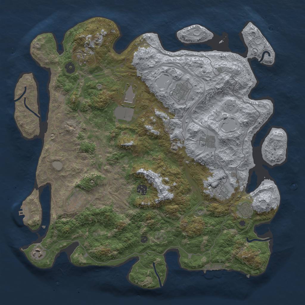 Rust Map: Procedural Map, Size: 4250, Seed: 64238888, 19 Monuments