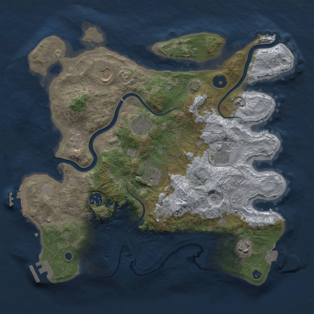 Rust Map: Procedural Map, Size: 3500, Seed: 1824597209, 13 Monuments