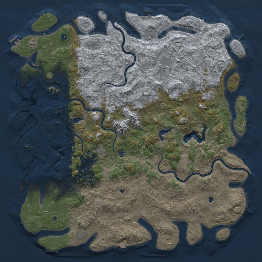 Rust Map: Procedural Map, Size: 6000, Seed: 72662332, 17 Monuments