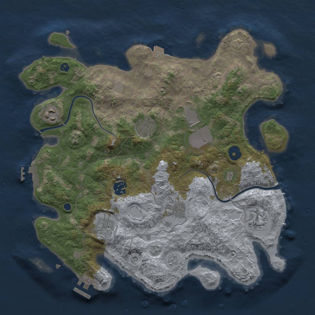 Rust Map: Procedural Map, Size: 3500, Seed: 75441243, 13 Monuments