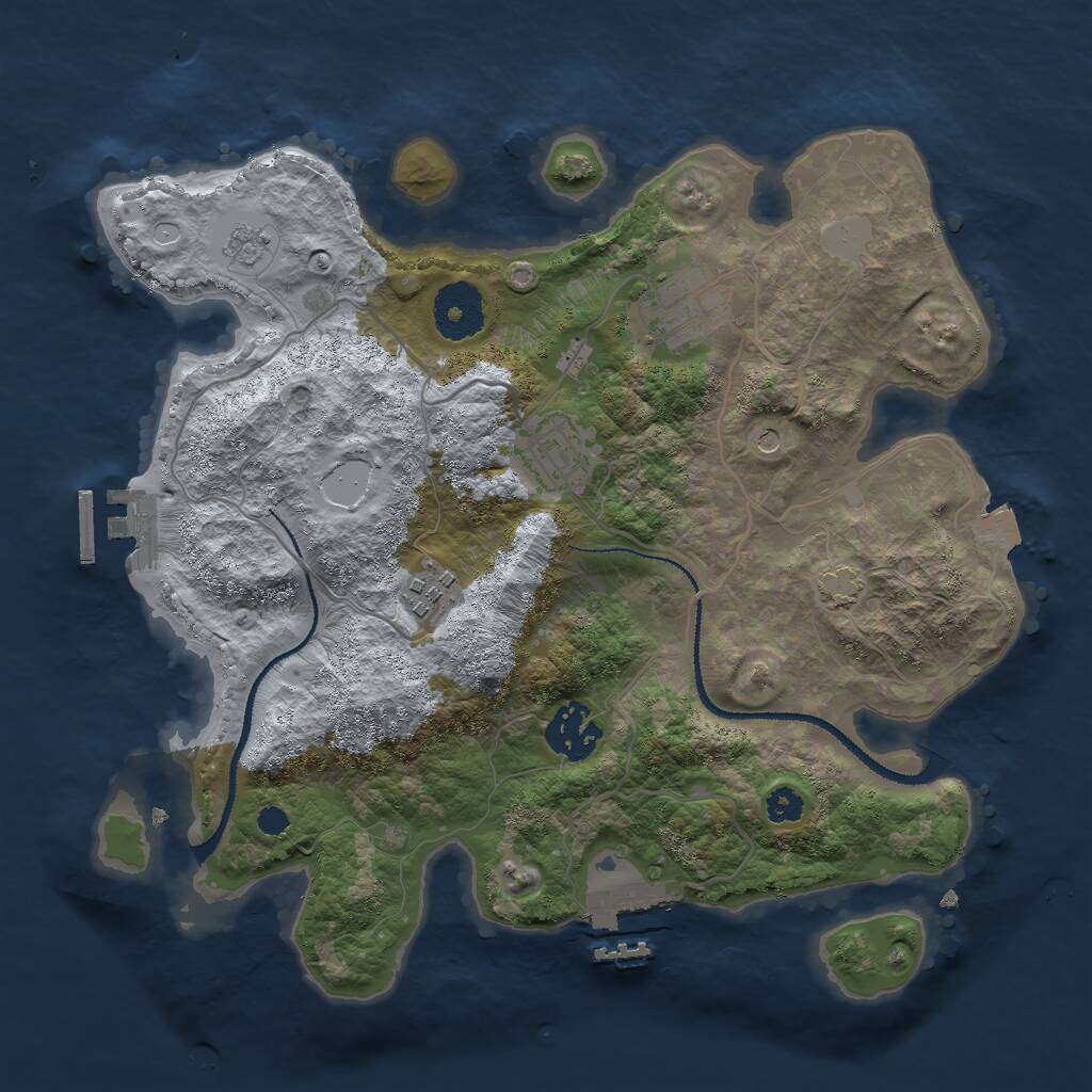 Rust Map: Procedural Map, Size: 3000, Seed: 613343962, 10 Monuments
