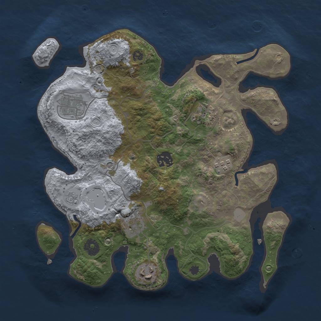 Rust Map: Procedural Map, Size: 3000, Seed: 268541354, 13 Monuments