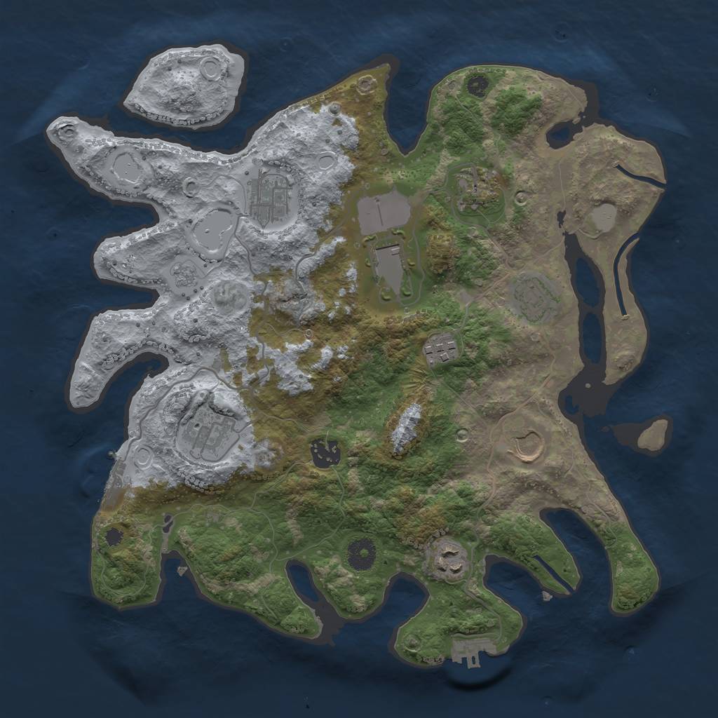 Rust Map: Procedural Map, Size: 3500, Seed: 7041982, 15 Monuments