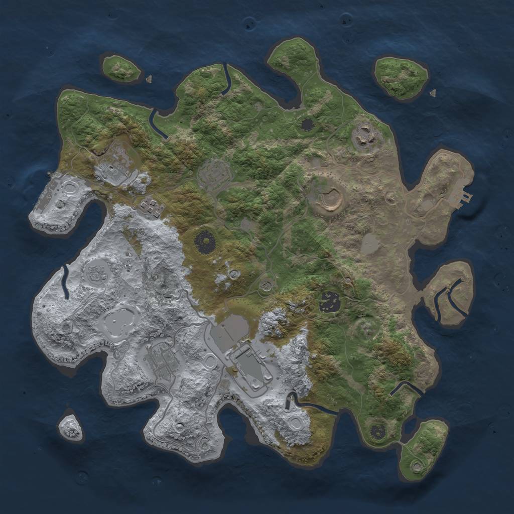Rust Map: Procedural Map, Size: 3500, Seed: 1254994982, 17 Monuments