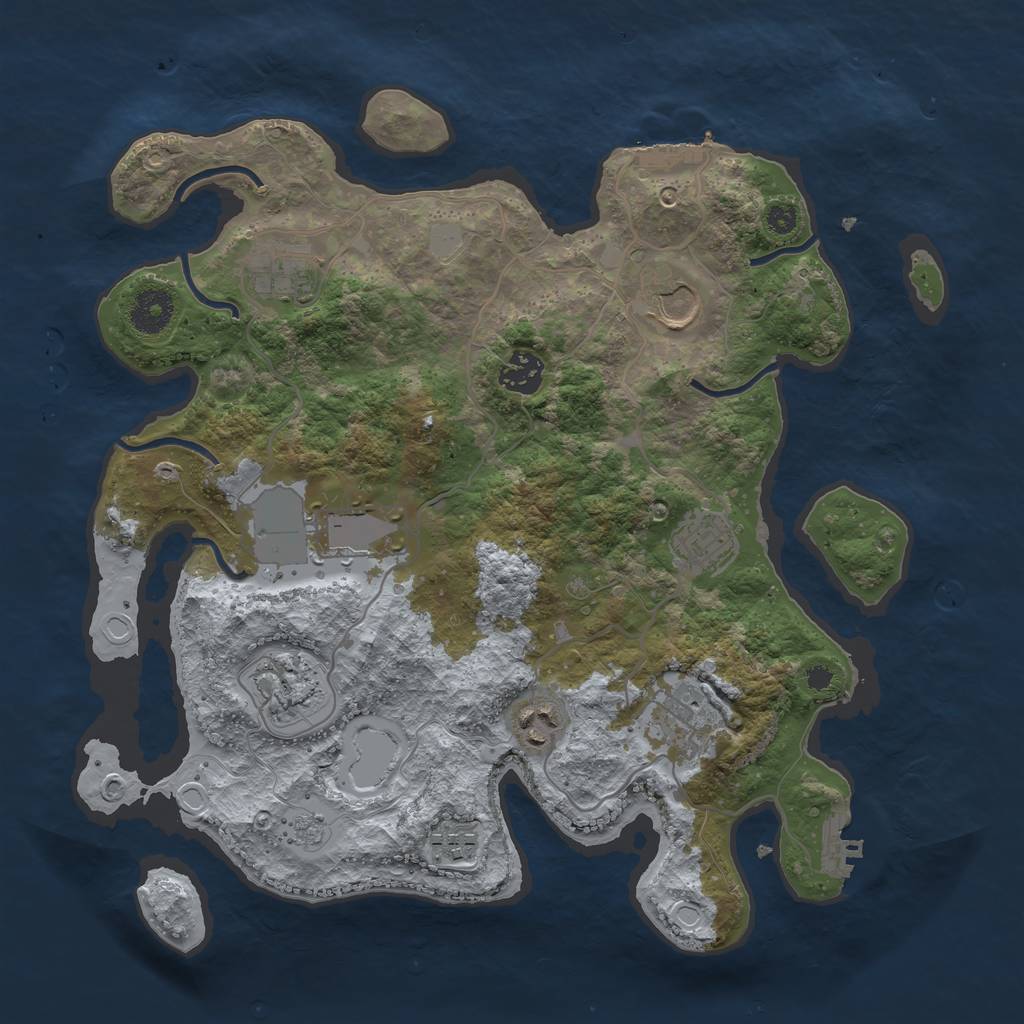 Rust Map: Procedural Map, Size: 3500, Seed: 124, 17 Monuments