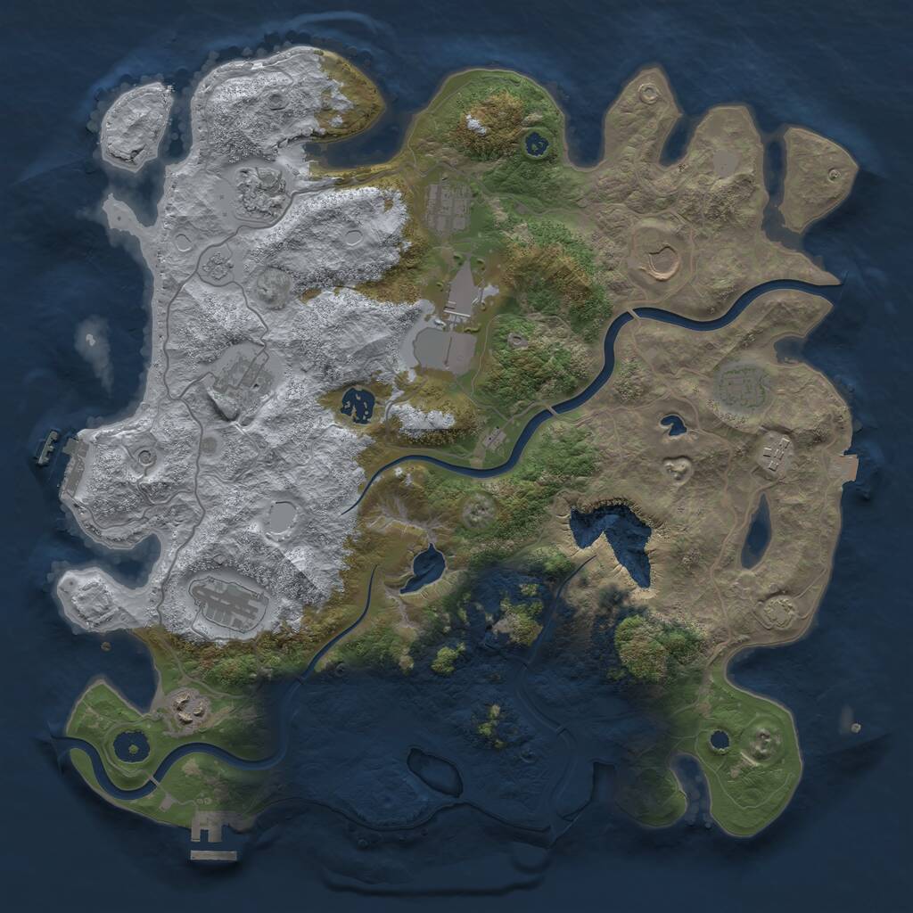 Rust Map: Procedural Map, Size: 4000, Seed: 594030, 16 Monuments