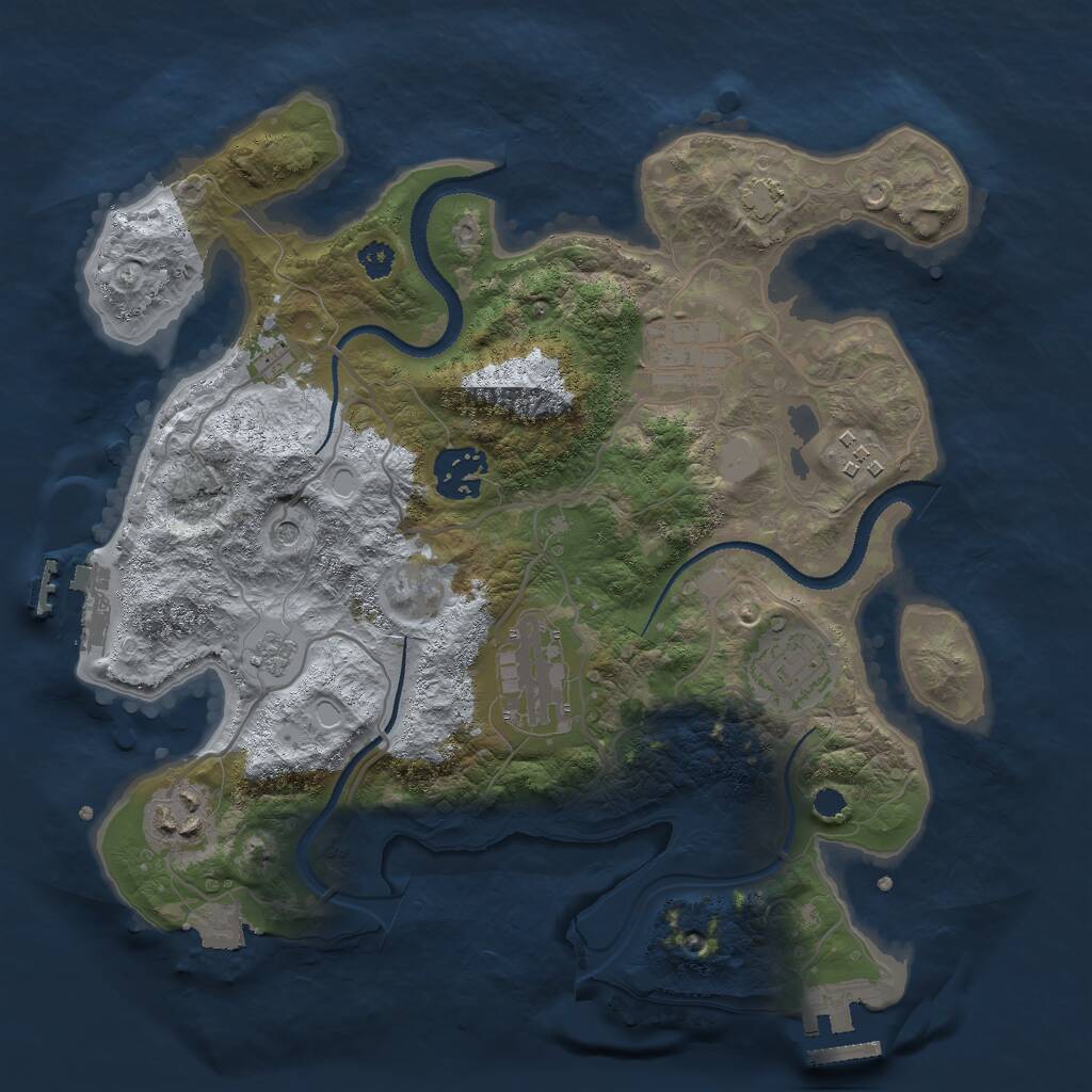 Rust Map: Procedural Map, Size: 3000, Seed: 22161, 12 Monuments