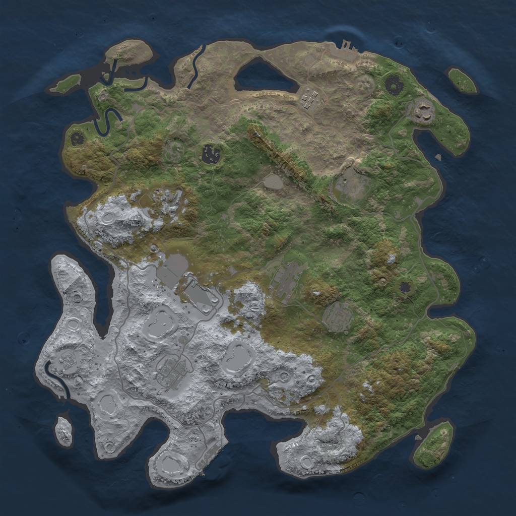 Rust Map: Procedural Map, Size: 4000, Seed: 687187, 16 Monuments