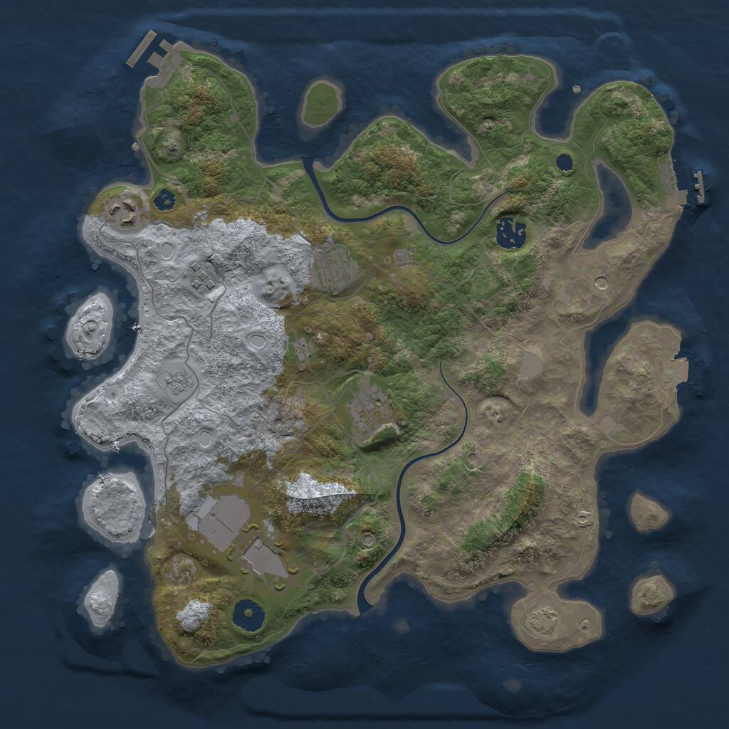 Rust Map: Procedural Map, Size: 3500, Seed: 27766541, 12 Monuments