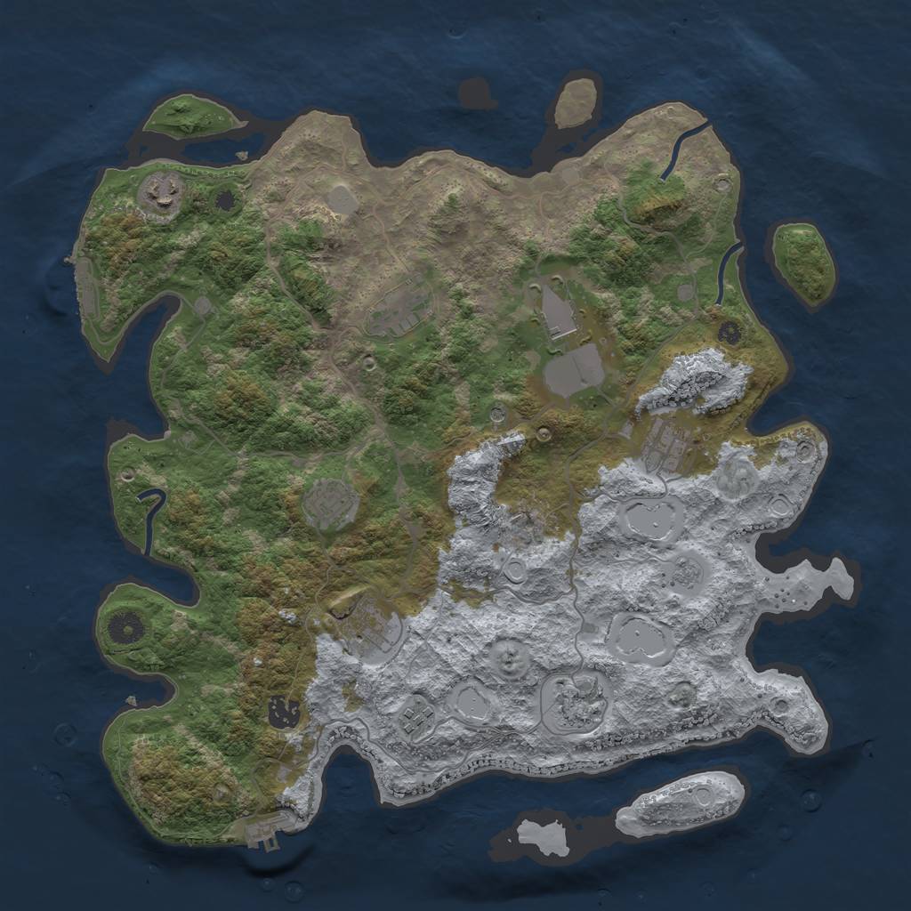Rust Map: Procedural Map, Size: 4000, Seed: 708514, 18 Monuments