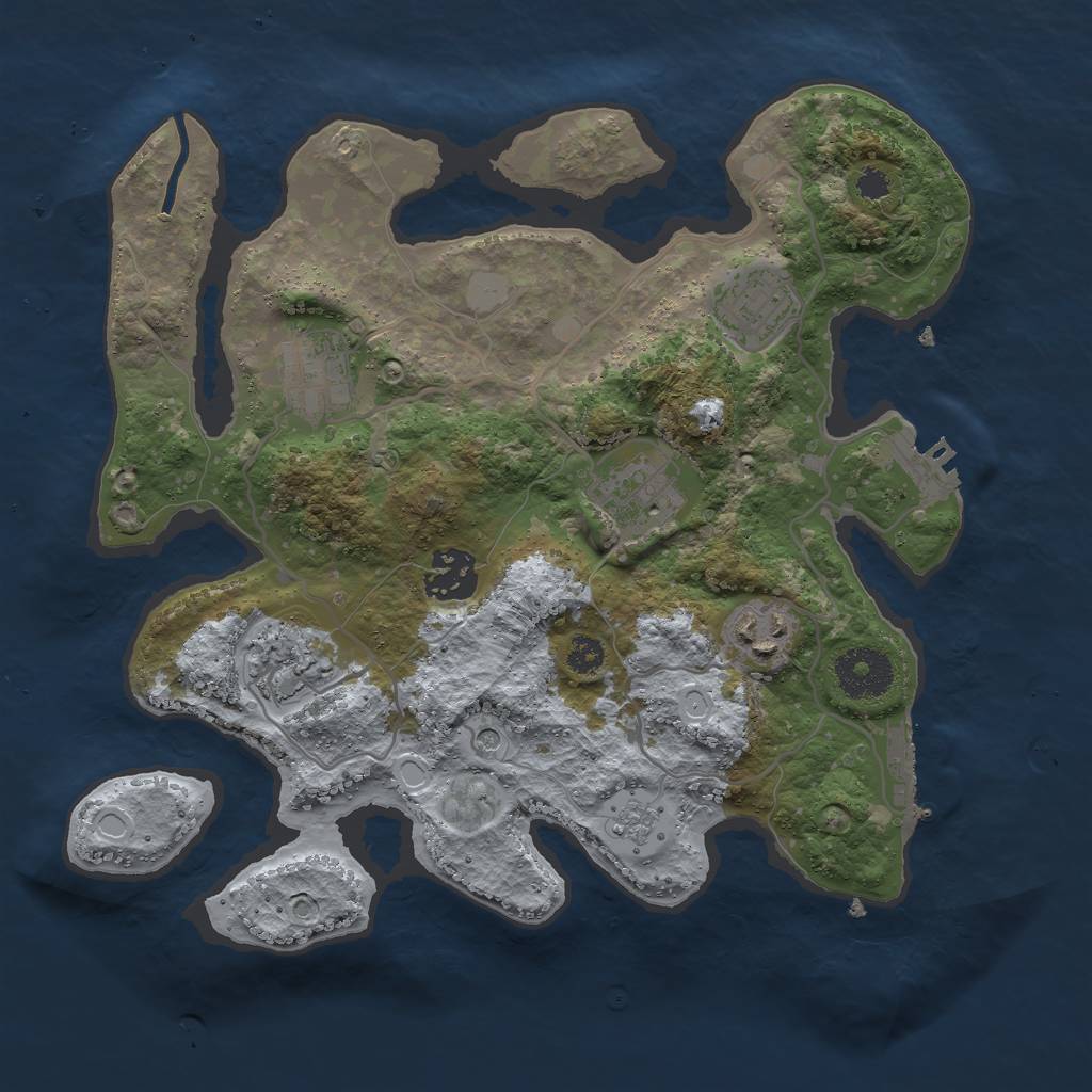 Rust Map: Procedural Map, Size: 3000, Seed: 11851, 15 Monuments