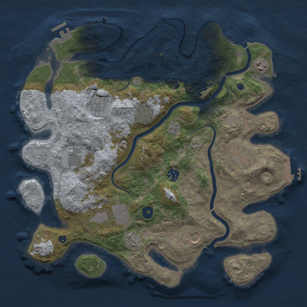 Rust Map: Procedural Map, Size: 3850, Seed: 826899197, 15 Monuments