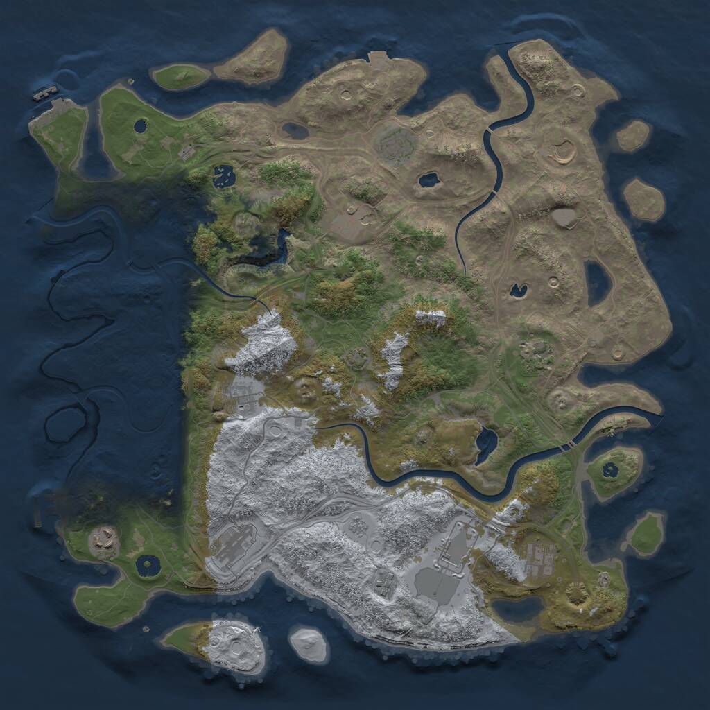 Rust Map: Procedural Map, Size: 4500, Seed: 1084152782, 17 Monuments
