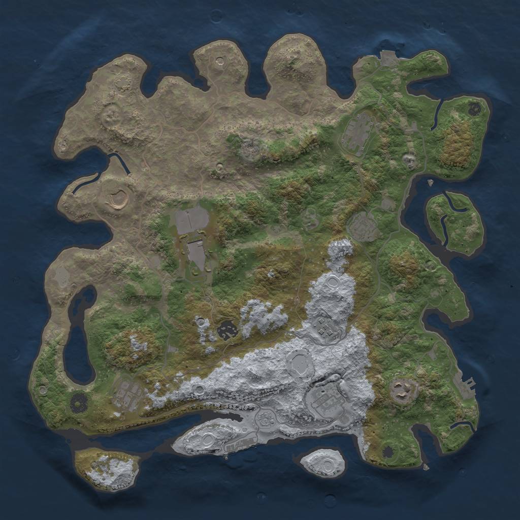 Rust Map: Procedural Map, Size: 4000, Seed: 490709, 17 Monuments