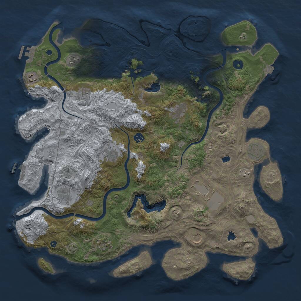 Rust Map: Procedural Map, Size: 4500, Seed: 808988703, 17 Monuments