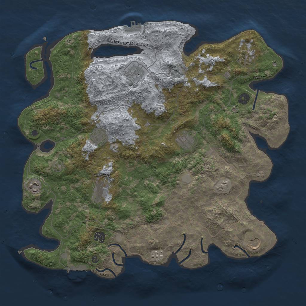 Rust Map: Procedural Map, Size: 4000, Seed: 224033890, 18 Monuments