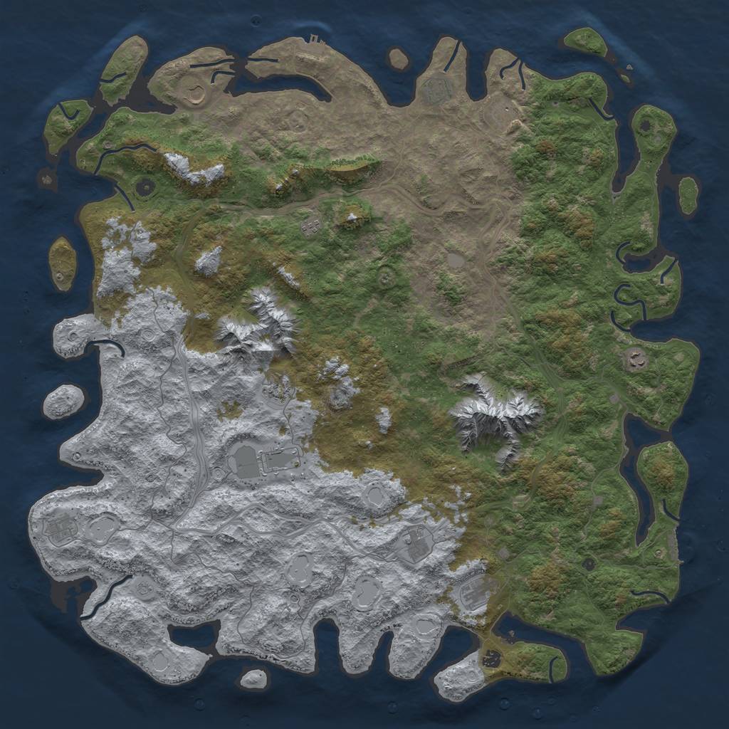 Rust Map: Procedural Map, Size: 6000, Seed: 1018773161, 20 Monuments