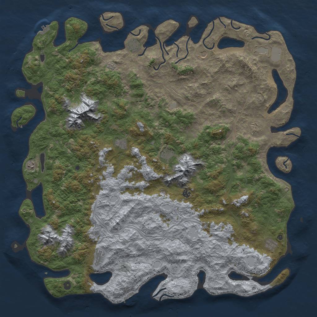 Rust Map: Procedural Map, Size: 6000, Seed: 8022037, 20 Monuments
