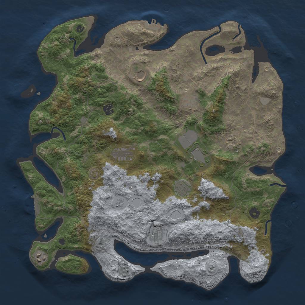 Rust Map: Procedural Map, Size: 4200, Seed: 740692021, 19 Monuments