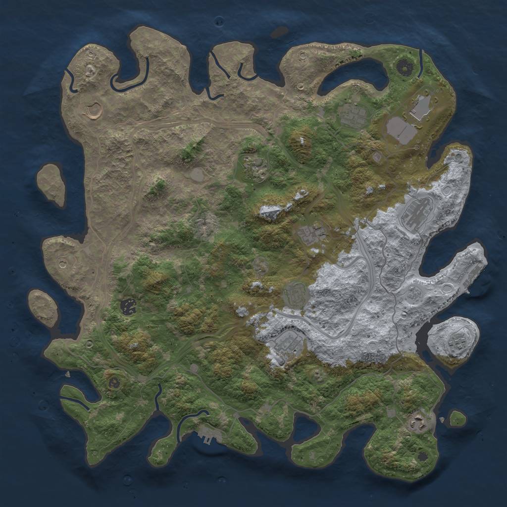 Rust Map: Procedural Map, Size: 4500, Seed: 1042472634, 20 Monuments