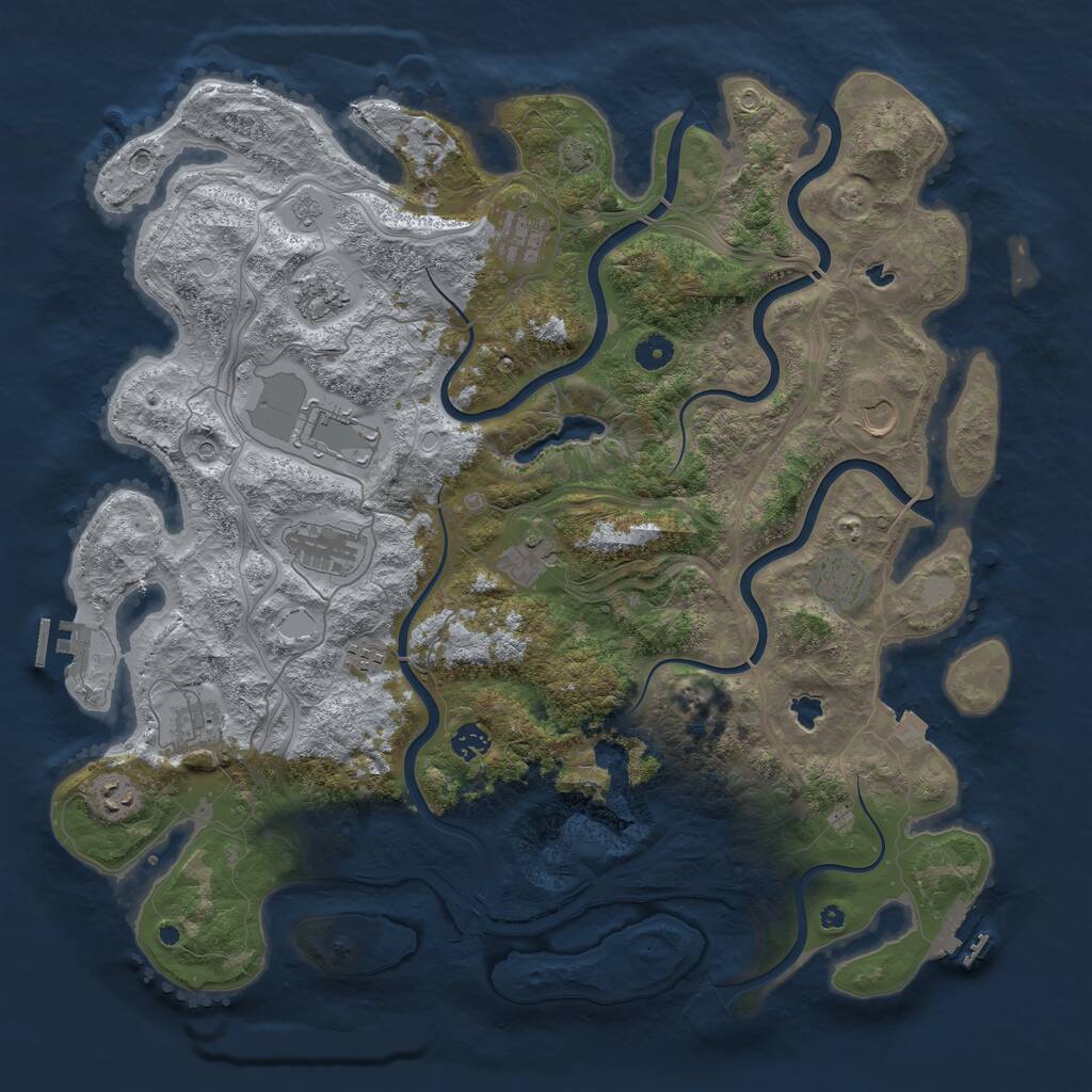 Rust Map: Procedural Map, Size: 4500, Seed: 721, 17 Monuments
