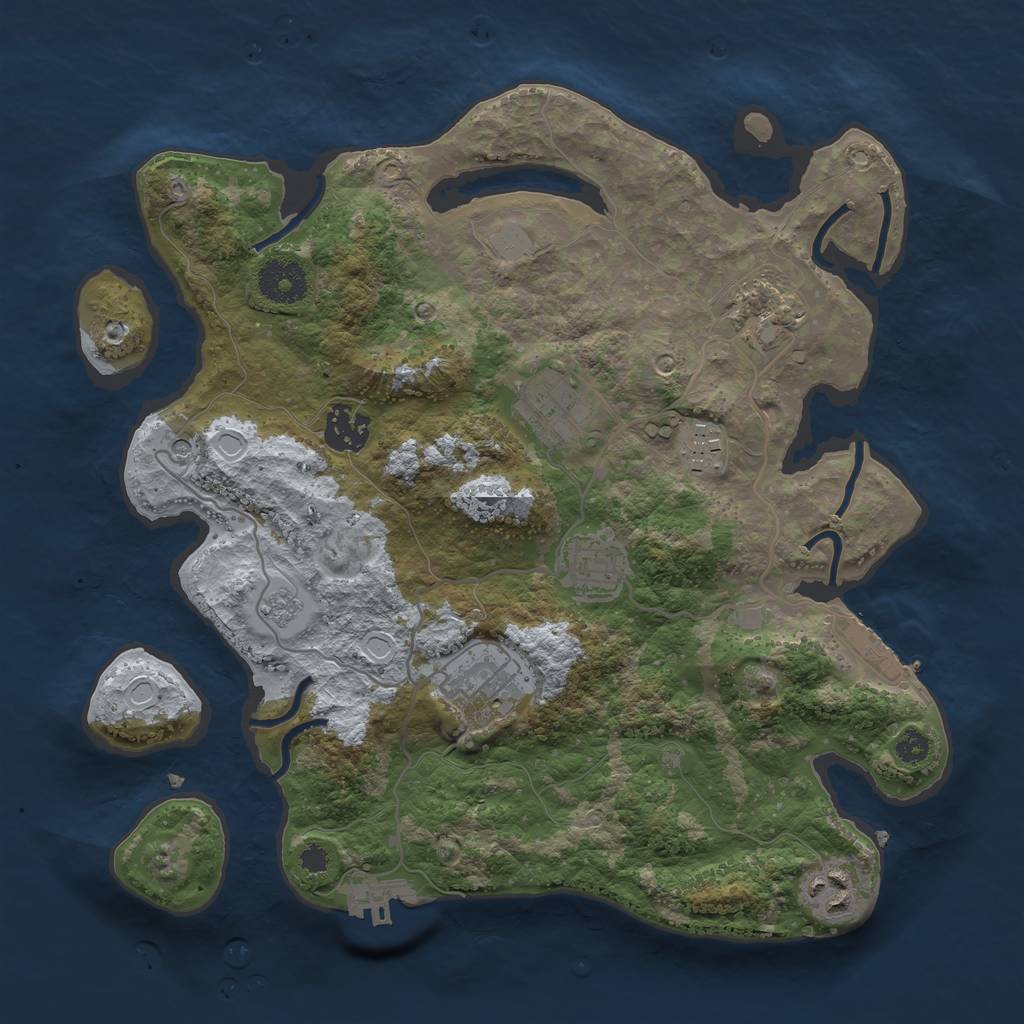 Rust Map: Procedural Map, Size: 3250, Seed: 151596159, 16 Monuments