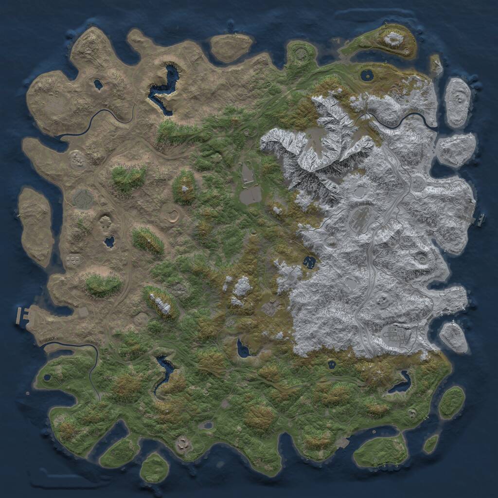 Rust Map: Procedural Map, Size: 6000, Seed: 221645473, 17 Monuments