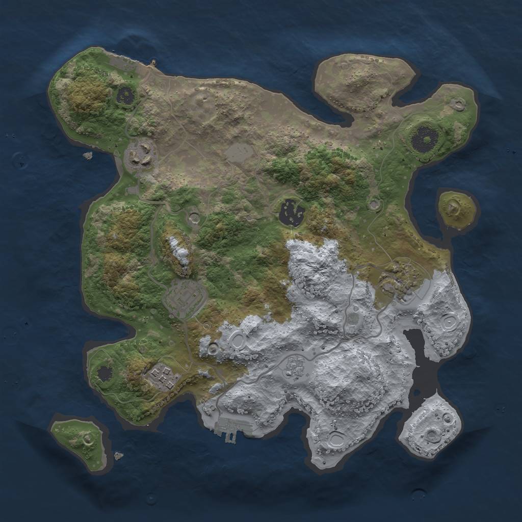 Rust Map: Procedural Map, Size: 3000, Seed: 1869768200, 14 Monuments