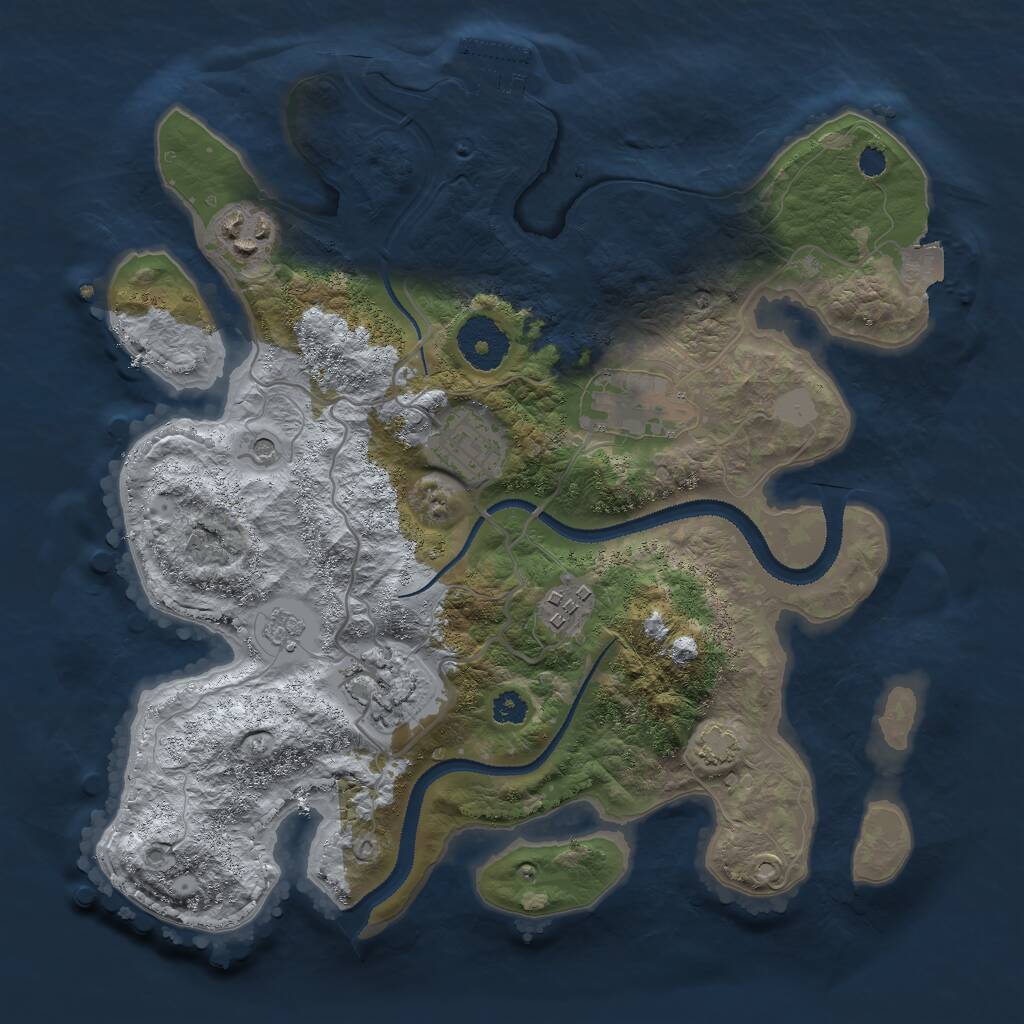 Rust Map: Procedural Map, Size: 3000, Seed: 174652, 10 Monuments