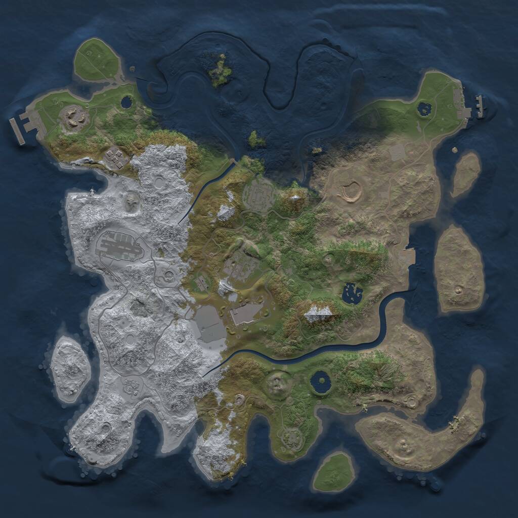 Rust Map: Procedural Map, Size: 3700, Seed: 1856105282, 14 Monuments