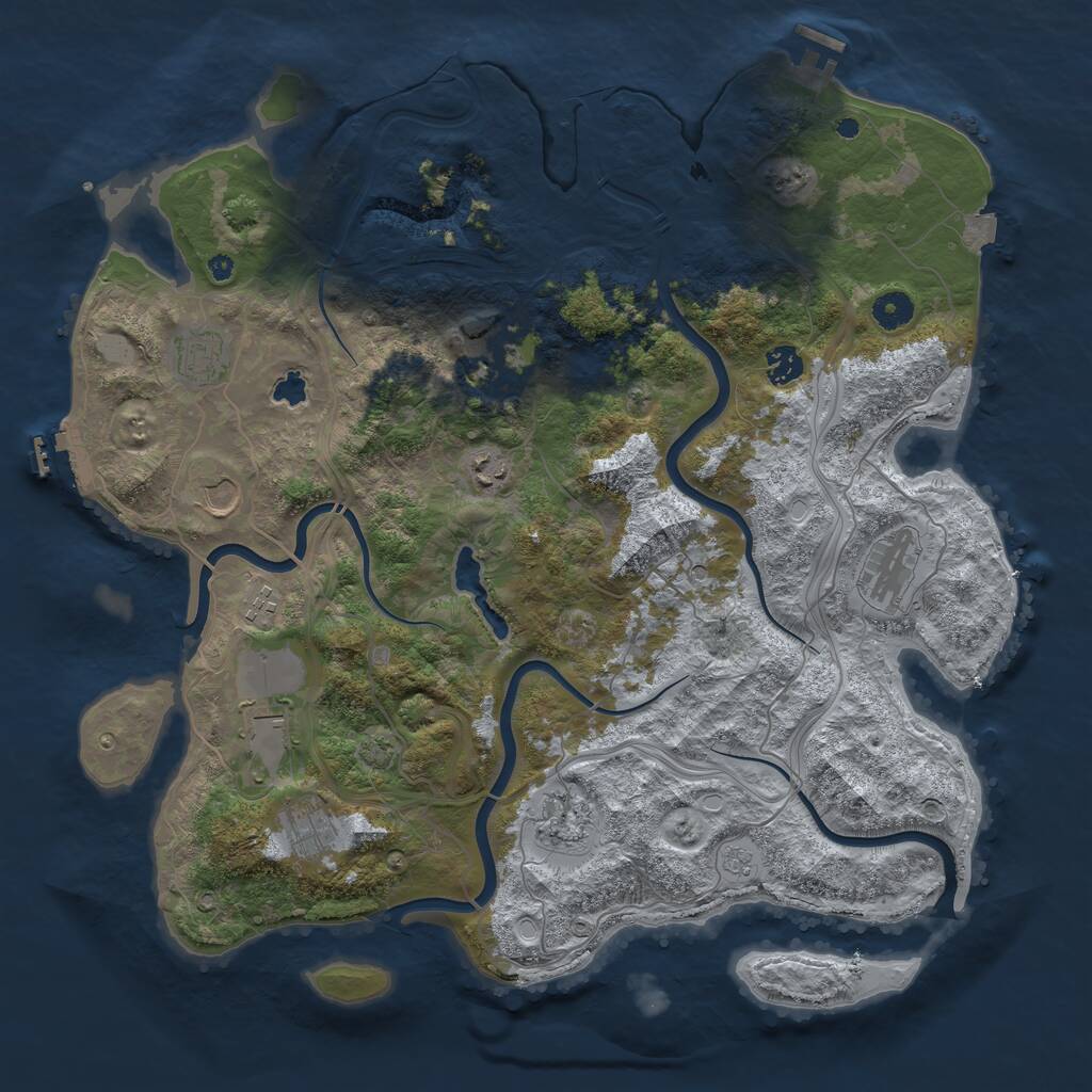 Rust Map: Procedural Map, Size: 4250, Seed: 616, 16 Monuments
