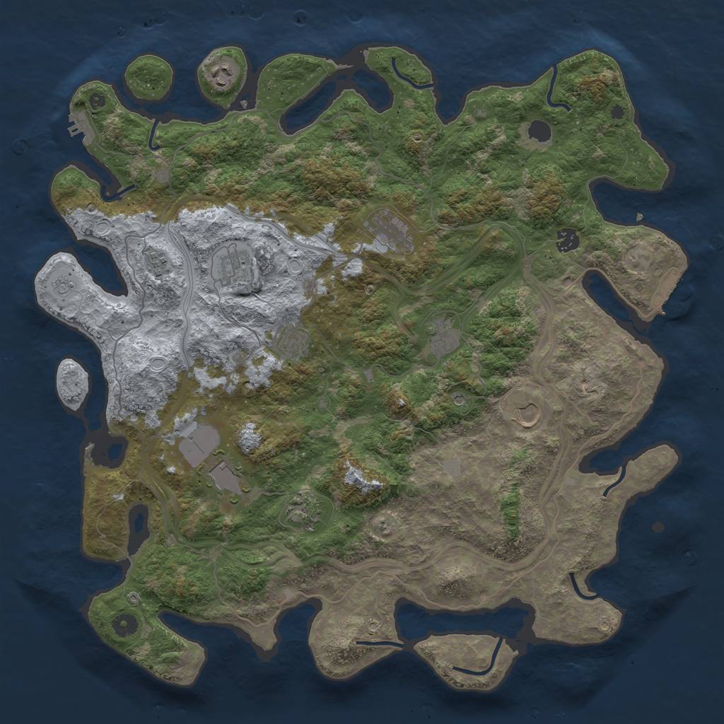 Rust Map: Procedural Map, Size: 4500, Seed: 258258, 19 Monuments