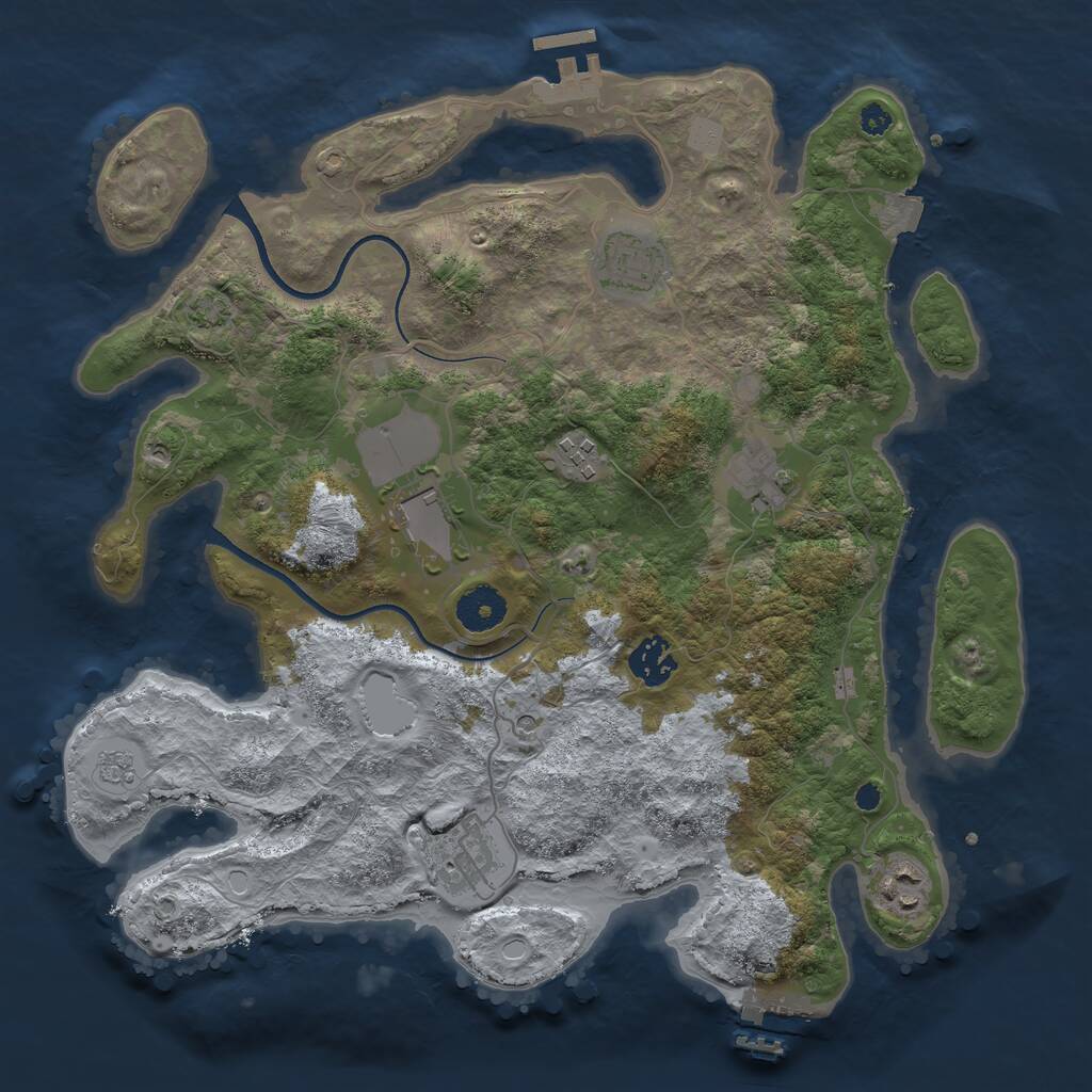 Rust Map: Procedural Map, Size: 3500, Seed: 306246949, 13 Monuments
