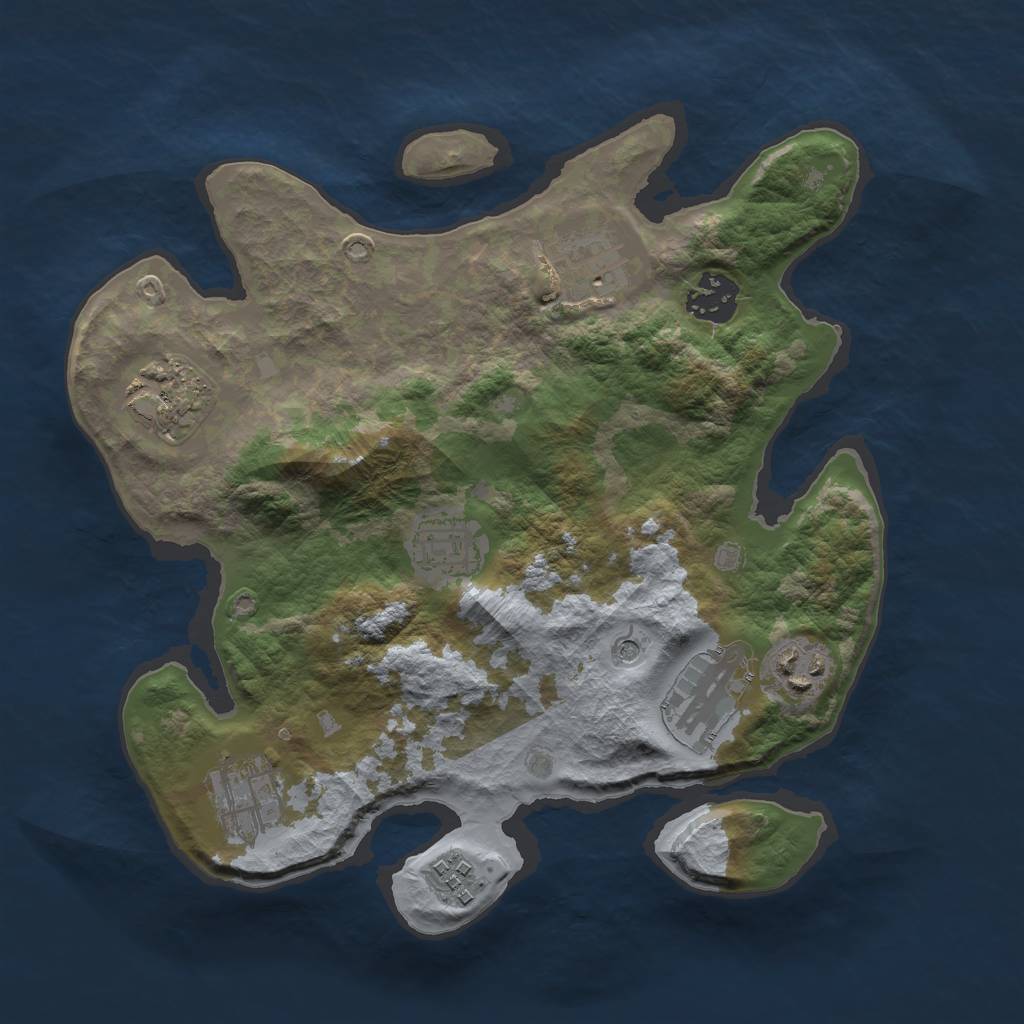 Rust Map: Barren, Size: 3000, Seed: 453375459, 11 Monuments