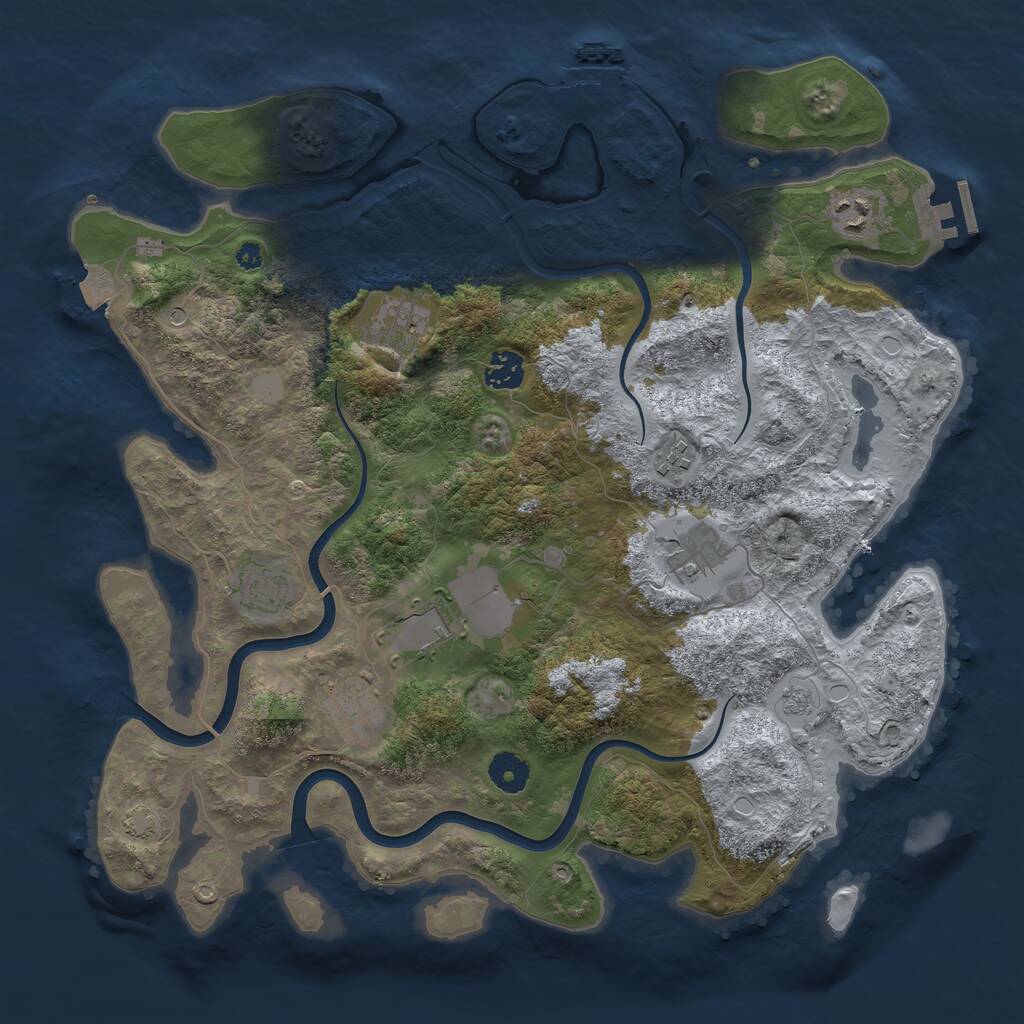 Rust Map: Procedural Map, Size: 3850, Seed: 1189093706, 14 Monuments